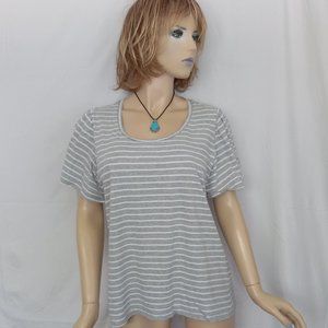 BANANA REPUBLIC Gray/White Striped Look Crewneck Top Tee Sz XL